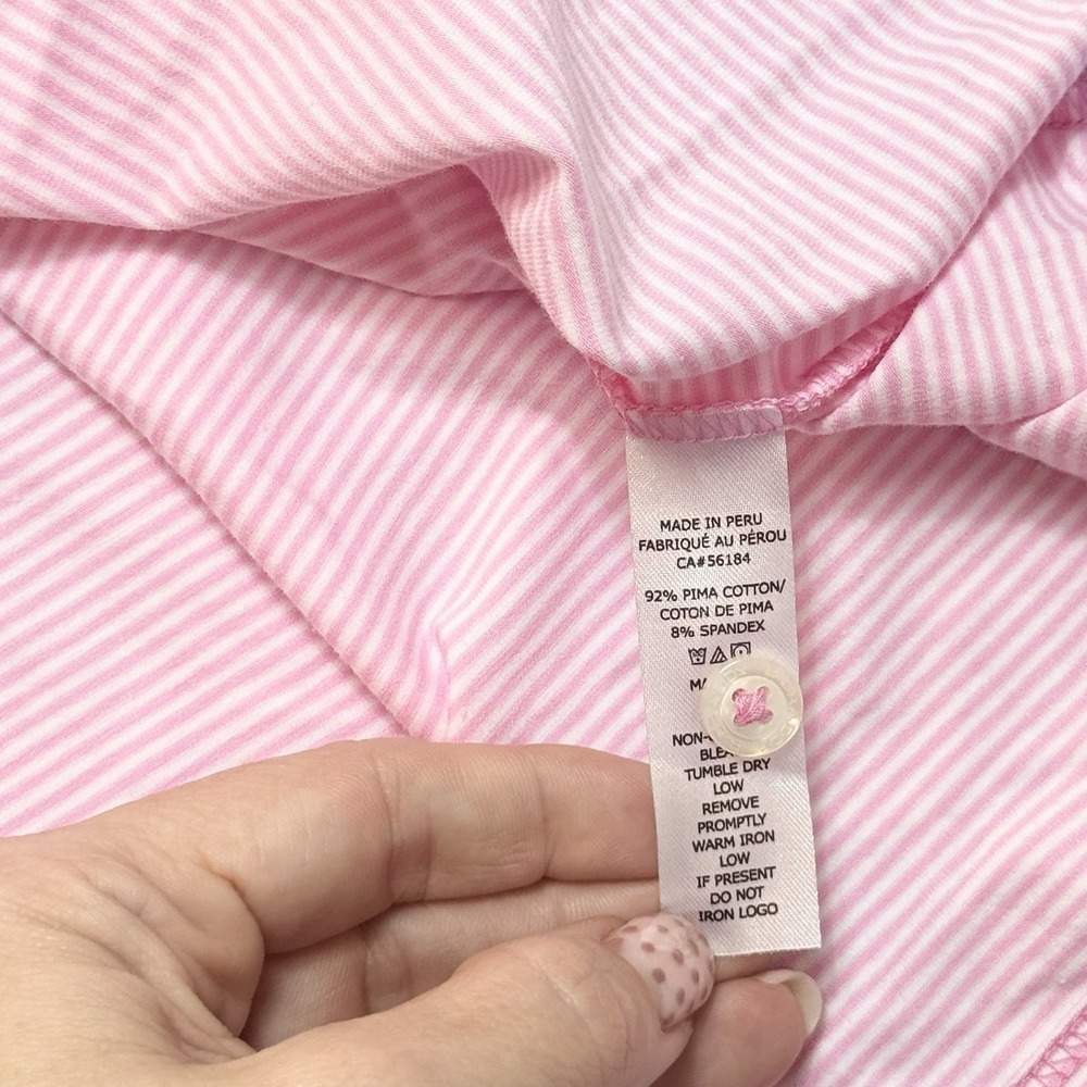 B Draddy Mens Pop Golf Polo Shirt Size M Pink & White Stripe Pima Cotton Preppy - Picture 7 of 9